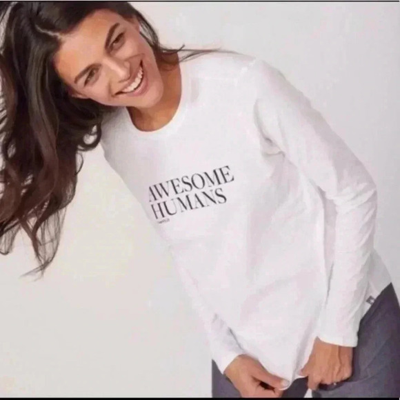 FIGS- Awesome Humans Long Sleeve Crewneck T-Shirt - Picture 3 of 16